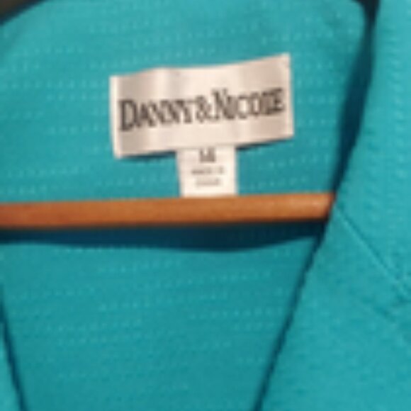 NWT Danny & Nicole Short Sleeve Blazer Top Turquoise Career Office Women 14 $70 - Picture 4 of 8